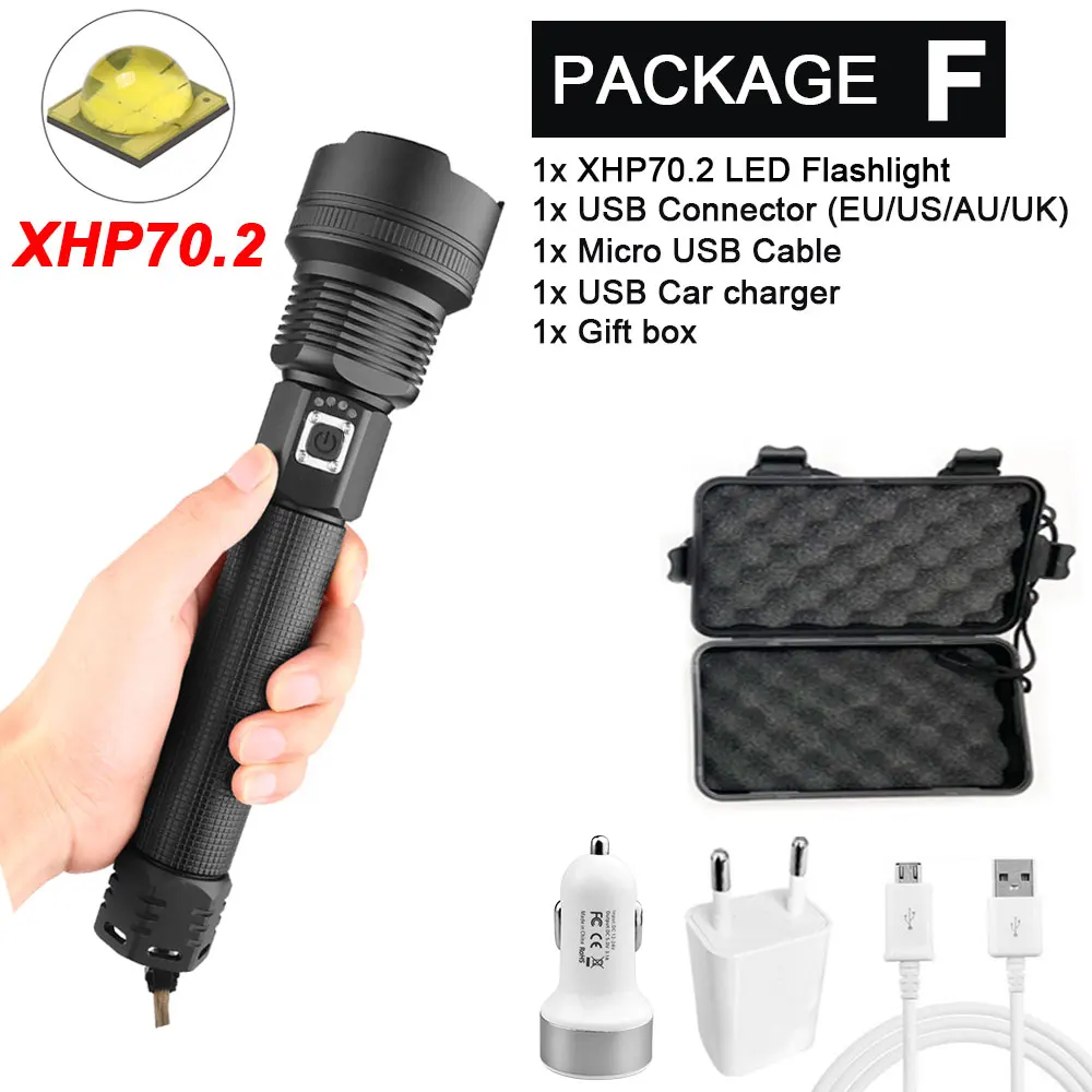 Супер яркий XLamp XHP90 самый мощный Usb масштабируемый светодиодный флэш-светильник XHP70/50 Охотничий Тактический флэш-светильник фонарь 26650 18650 - Испускаемый цвет: Package F-XHP70.2