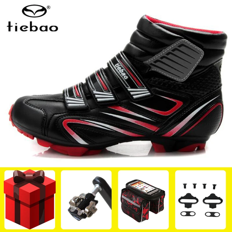 Зимняя велосипедная обувь TIEBAO комплект педаль SPD женские кроссовки мужские