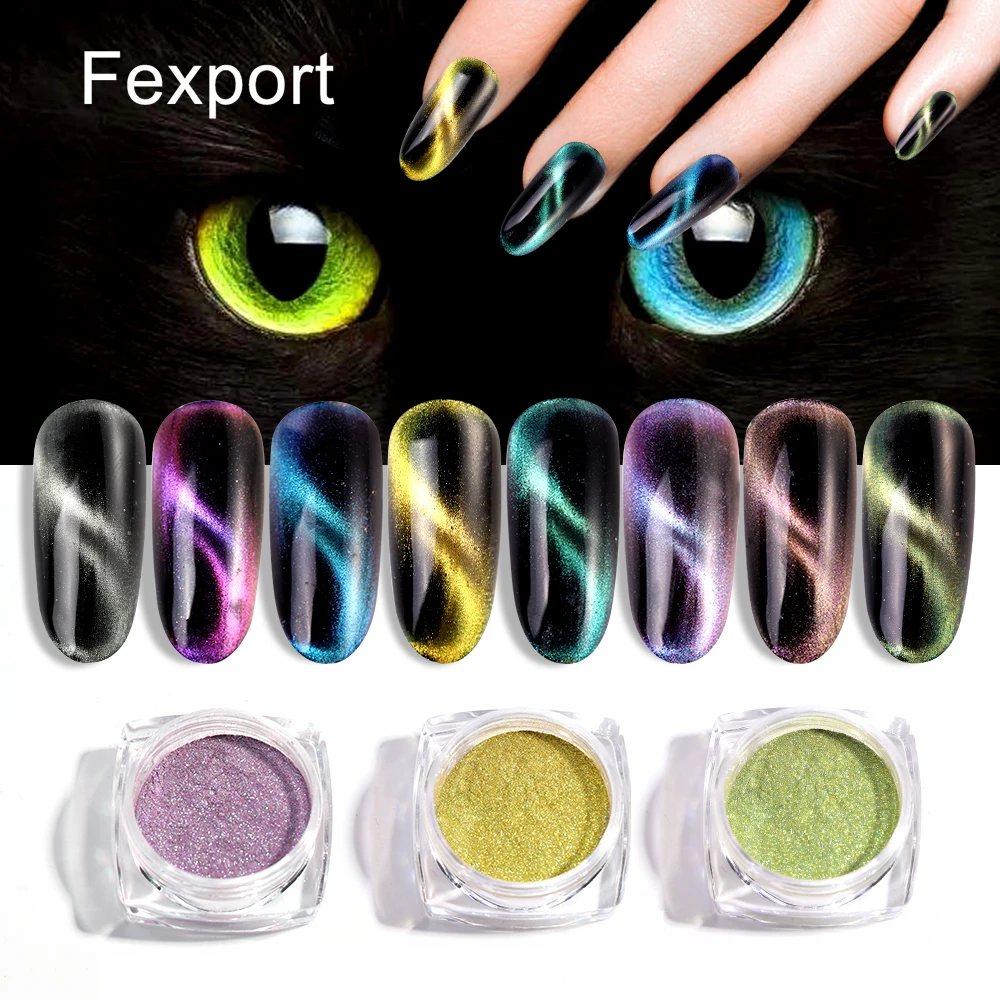 Fexport блеск для ногтей 3D магнетический кошачий глаз Гель лак сиящие мелкие блестки