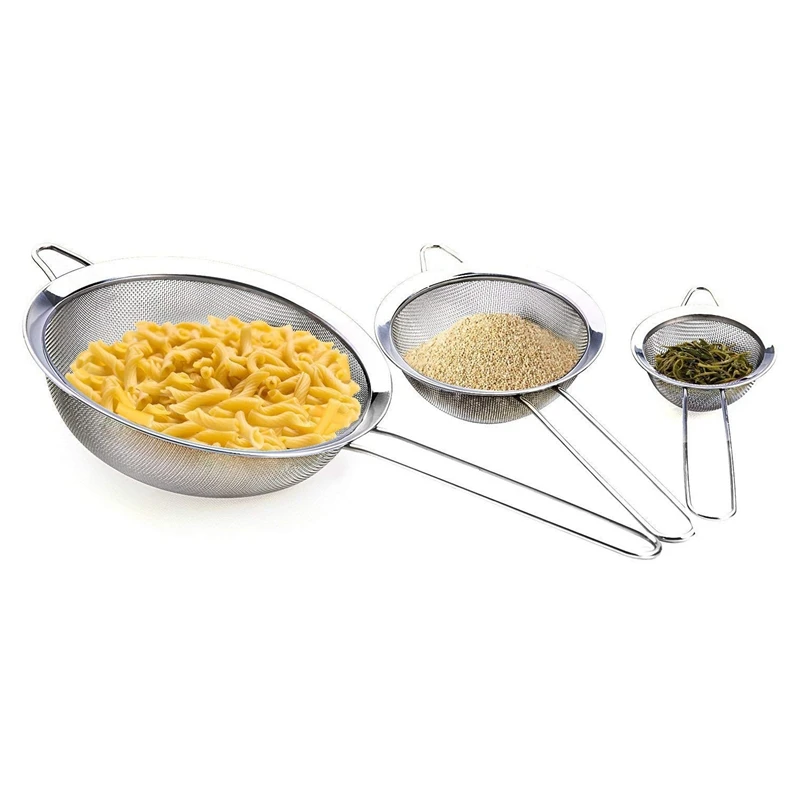 Best 4 pcs. Colander Strainer Set 7/12/16/22 cm made of stainless steel - noodle strainer Schaumlffel icing S | Дом и сад