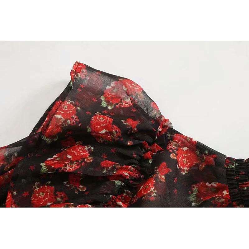 Платье-водолазка с цветочным принтом элегантное мини-платье поясом на резинке и