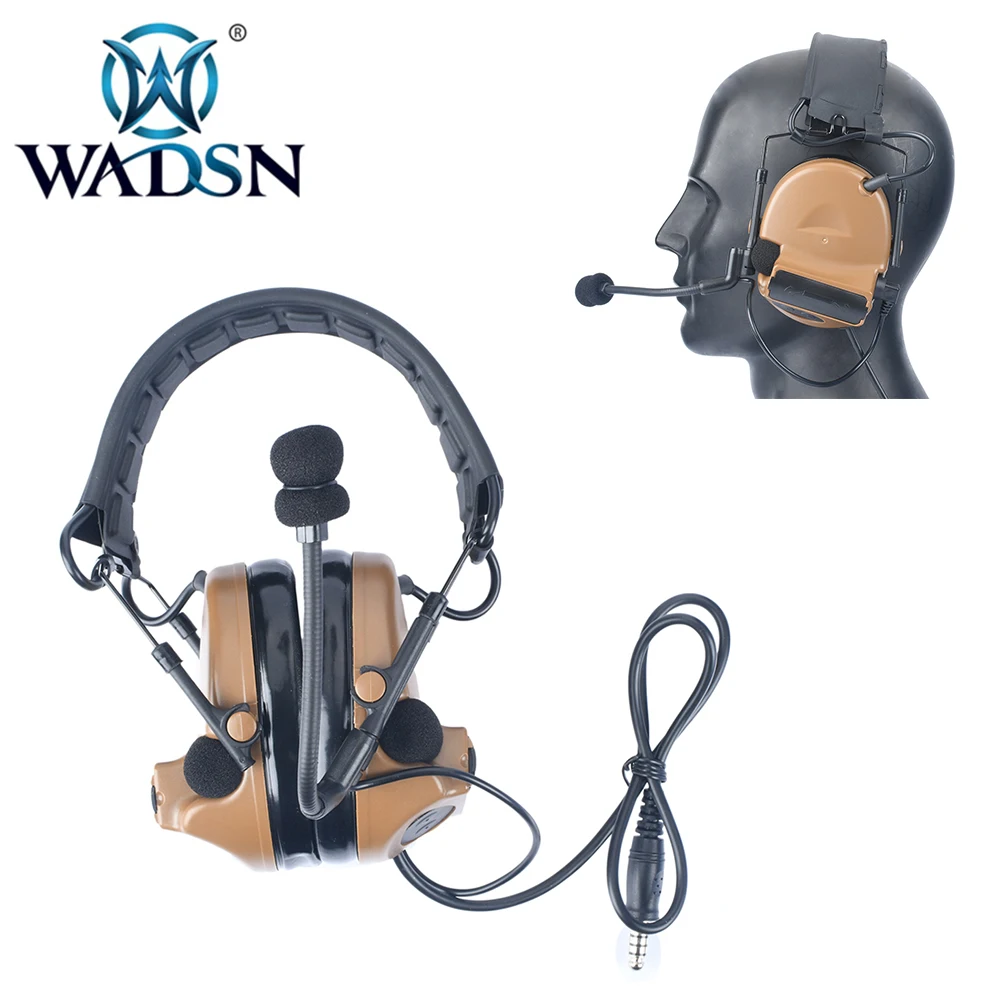 WADSN Softair Comtac II Tactical Headset Noise Canceling Airsoft Baofeng PTT Military Helmet Headphones Hunting Shooting