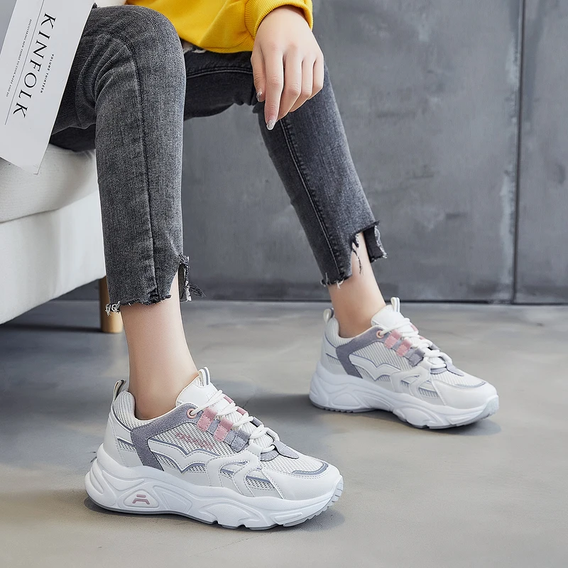 

Women's Mixed Colors Air Mesh Flat Casual Shoes 2021 New Arrival Sneakers Woman Designer Black Breathable Spring Trendy Fashion