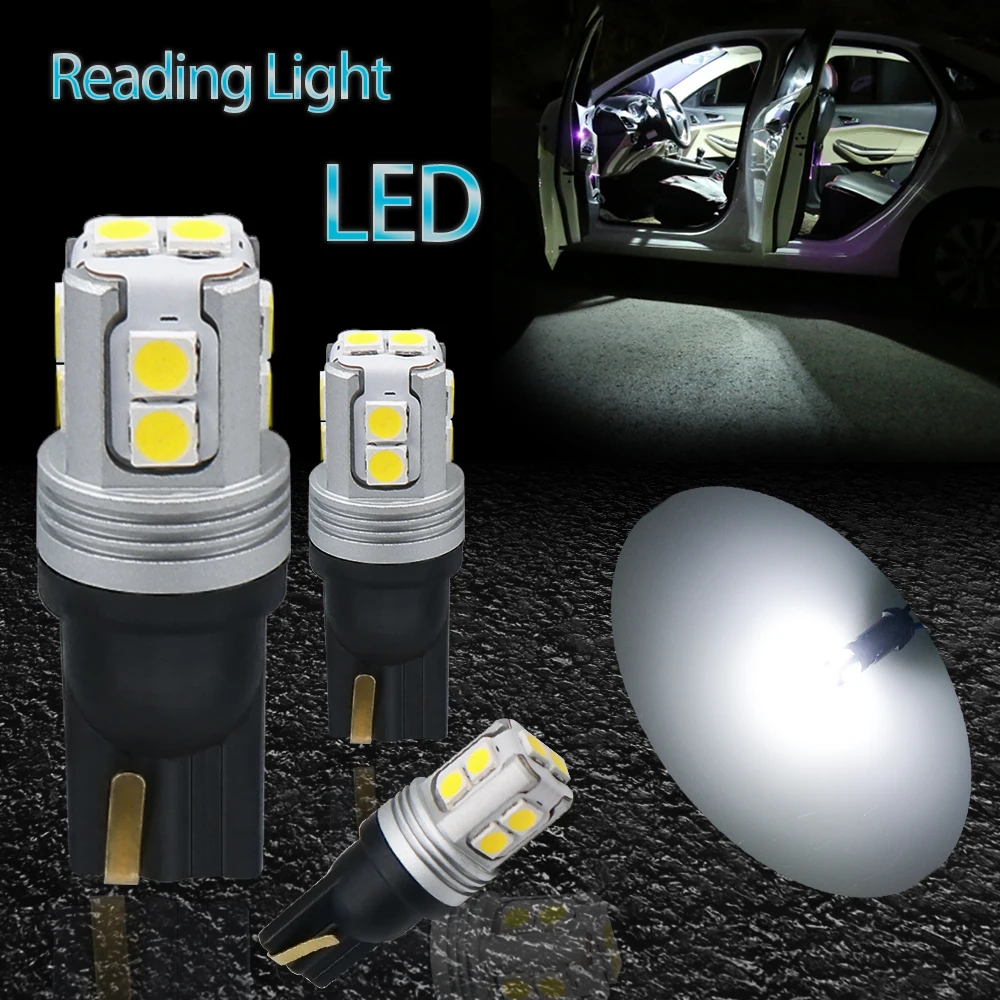 100X T10 W5W 194 Canbus 3030 10SMD Автомобильный светодиодный фонарь 600LM внутренний маркер Лицензия парковка Чтение свет 6000K авто лампа