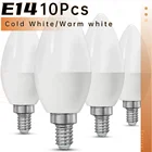 Светодиодные лампы, 10 шт.компл., Е14, Е27, домашний теплый холодный белый светильник, 7 Вт, 9 Вт, светодиодная лампа-свеча, домашний светодиодный светильник декоративная люстра