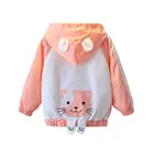 Пальто; Куртка для мальчиков; Повседневная ветровка с капюшоном для девочек; Верхняя одежда с рисунком кота; Тонкая детская одежда; Детский кардиган на молнии