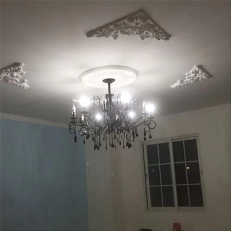Vintage Crystal Chandeliers Livint Room Dining Room Lamp Black White Loft Wrought Iron E14 Candle Chandeliere Lighting