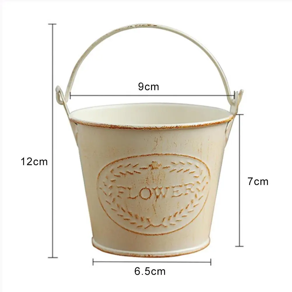 

Flower Pots Vintage Iron Art Succulent Plants Flower Pot Bucket Sundries Storage Container Flower Pot