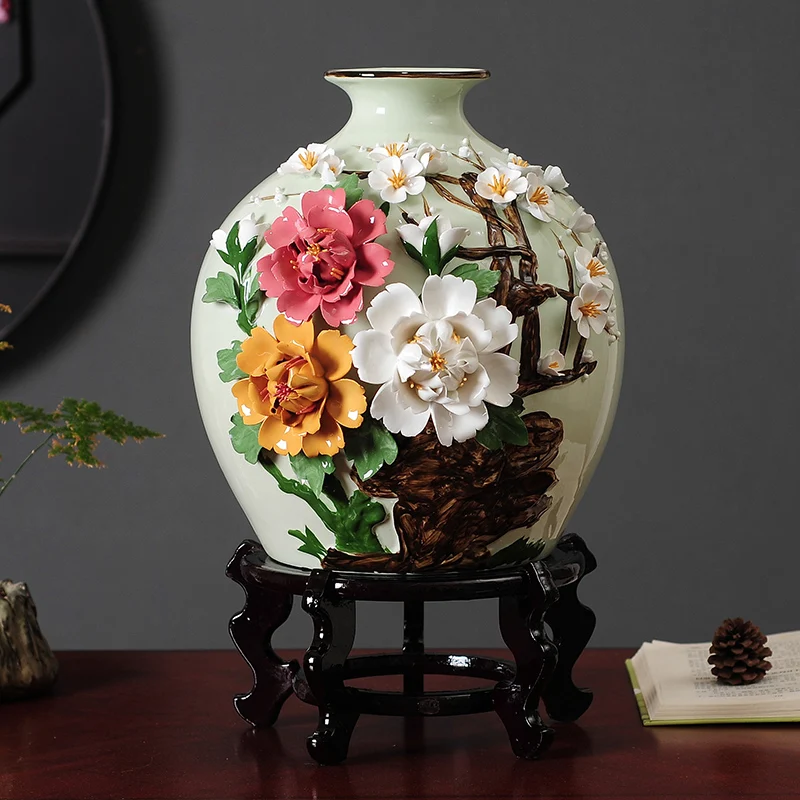 Новая ваза в китайском стиле Jingdezhen фарфоровая для цветов ручной работы офис и дом