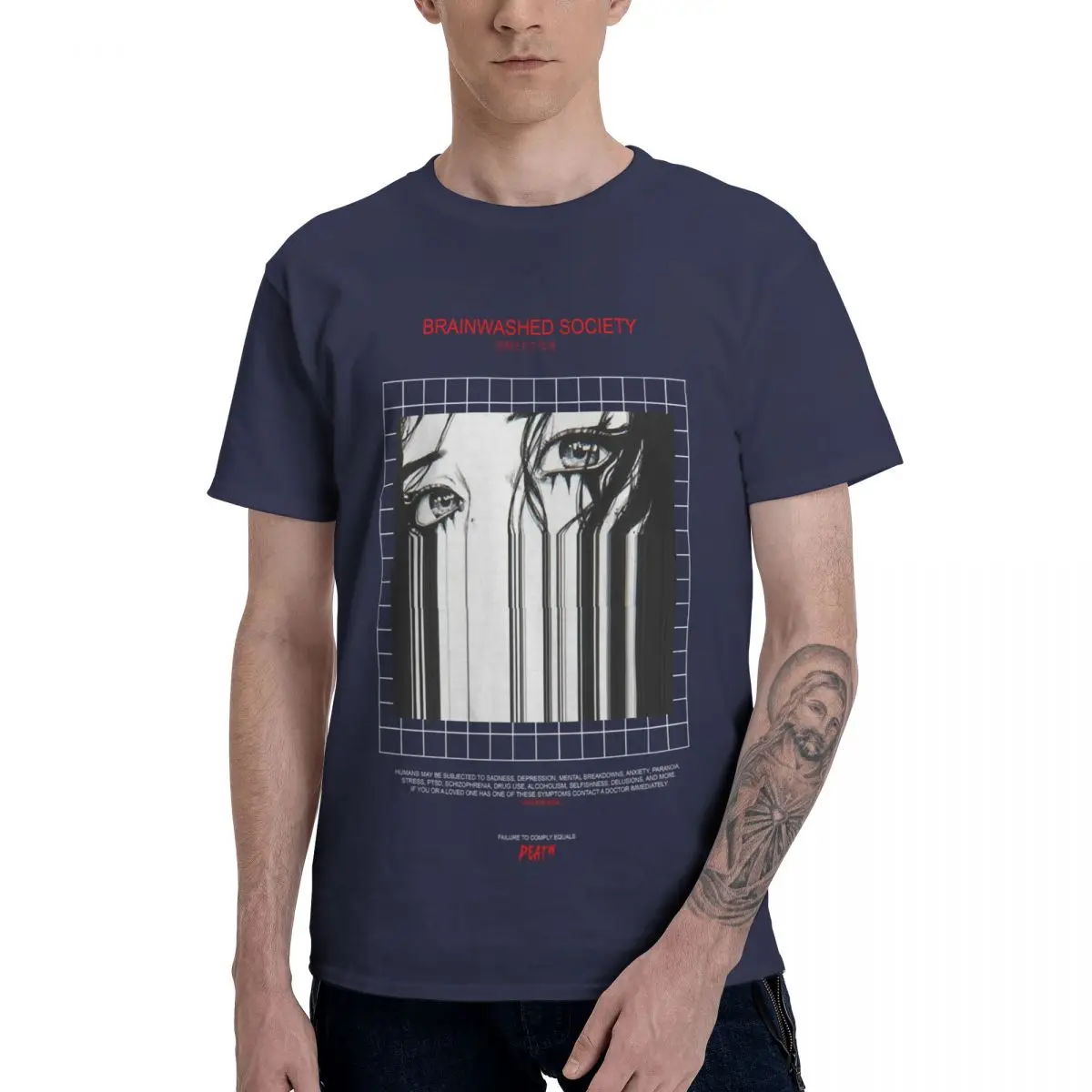 

BRAINWASHED SOCIETY T Shirt Pure Cotton Crewneck Male T-Shirts Short Long Sleeve Plus Size Classic Tee Clothes US Size