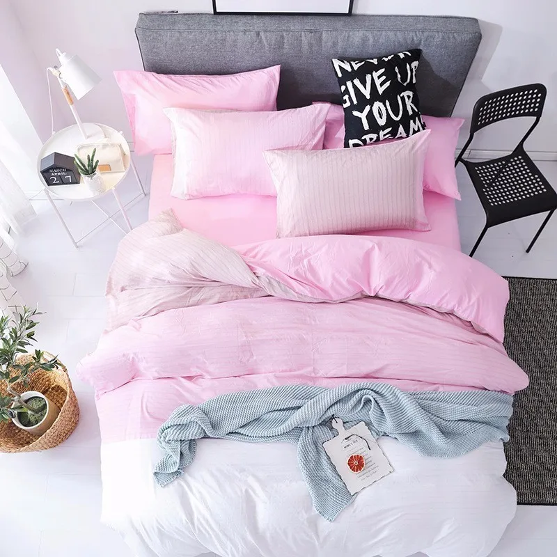 Fashion Stripe Duvet Cover 3/4 Pcs Bedding Set Adult Kids Soft Washed Cotton Bed Linen Single Full Queen King Big Size Bedspread | Дом и сад