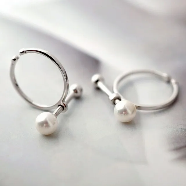 

Женские открытые кольца из стерлингового серебра 925 пробы, с круглым жемчугом, из гипоаллергенного стерлингового серебра