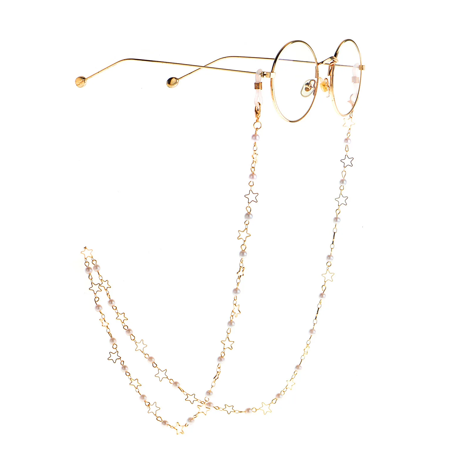 

2021 Chic Simple Casual Fashion Handmade Copper Pearl Star Glasses Chain Mask Chain Holder Jewelry