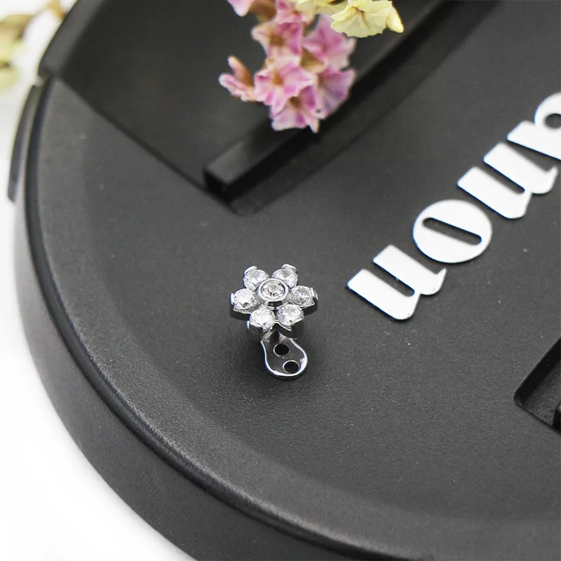 

50pcs Gems Flower Micro Dermal Skin Diver Face Smiley Skin Piercing Titanium Steel Microdermal Anchor Top Base Surface Piercing