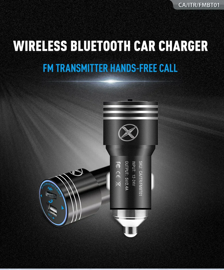 XTRONS CA/ITR/FMBT01 FM передатчик громкой связи безопасный молоток беспроводной Bluetooth