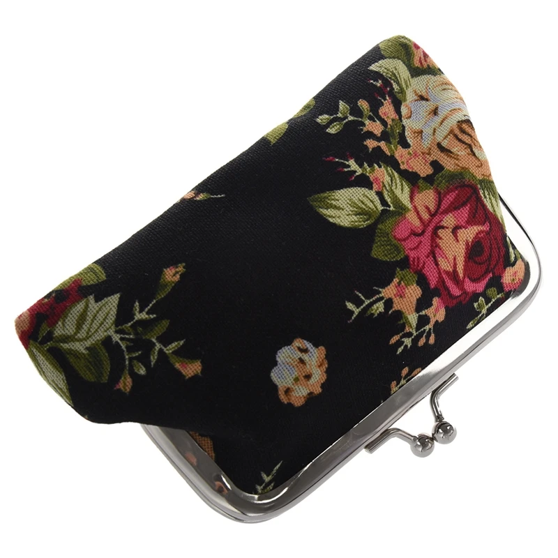 2 Pcs Canvas Hasp Purse Key Coin Wallet Bag(Blue) &amp (Black) |