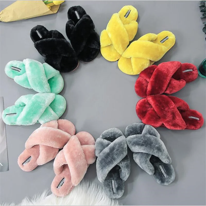 

Oxford bottom comfortable goat cake wool warm cotton mopping home indoor plush slippers flat bottom non-slip slip-on slippers