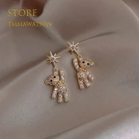 european and american personality shiny little bear asymmetric earrings sexy party queen earrings fashion trendsetter lady