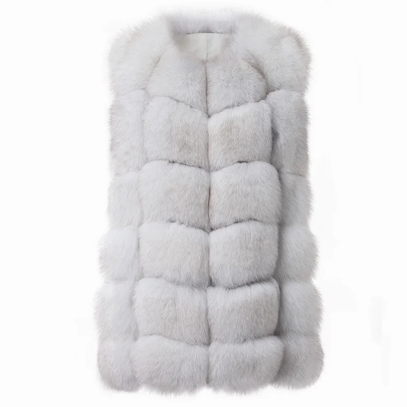 Natural White Ethel Anderson, женская домашняя жилетка из натурального Лисьего меха, жилет из лисьего меха, с полным ворсом, на пуговицах, теплые куртки, шуба - Цвет: Natural White