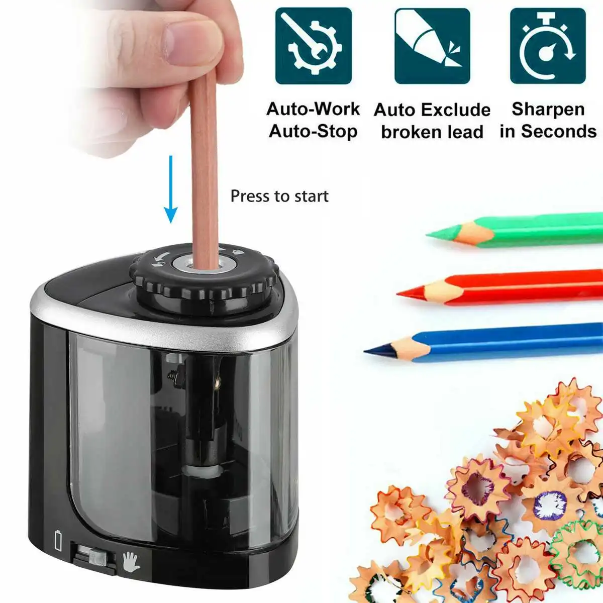 

Electric Pencil Sharpener Auto Durable Portable School Classroom Home Office For Artists Kids Adults Colored Pencils Sharpeners