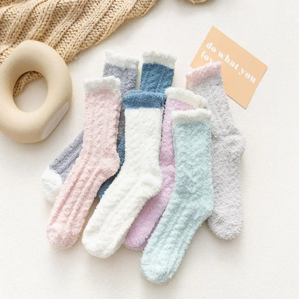 

2021 New Fashion Winter Warm Coral Velvet Fleece Sock Bed Floor Soft Socks Winter Slipper Women Home Boots Warm Keep Fluffy F3x3