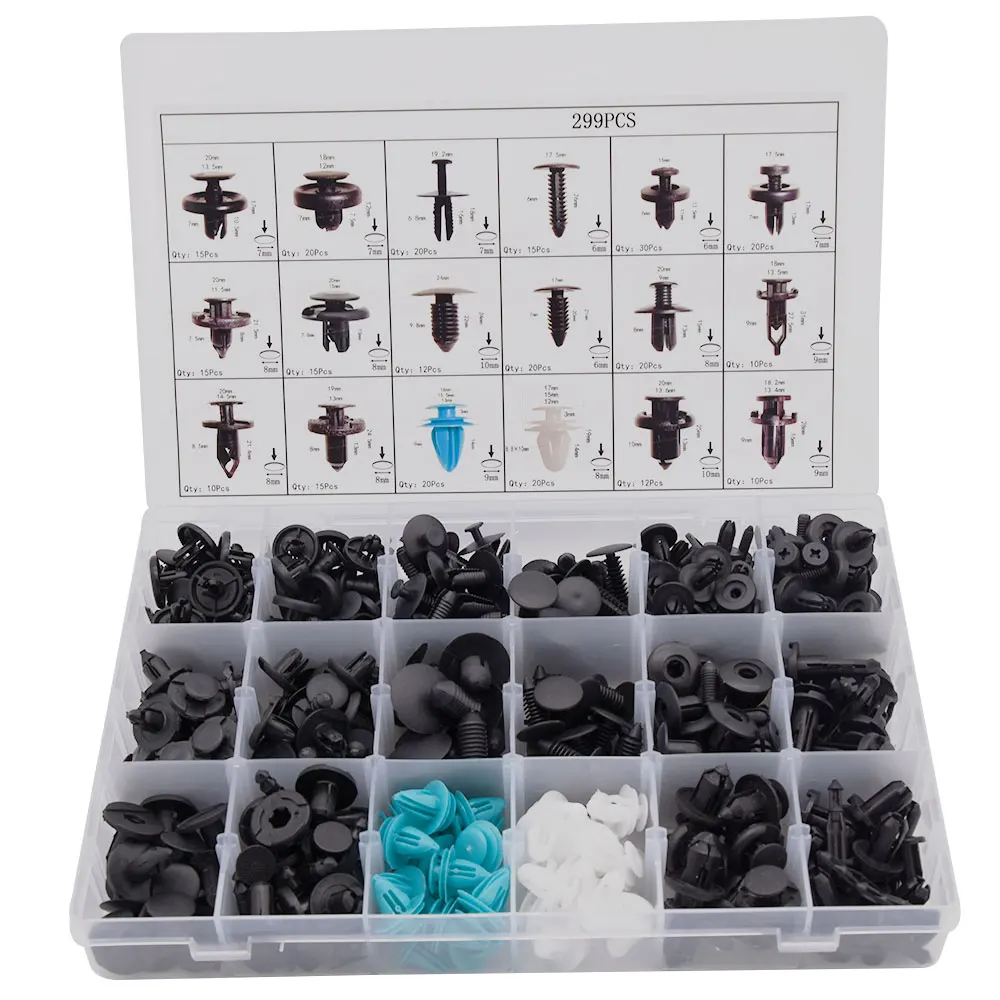 299 шт./компл. 18 размеров заклепки с нажимным штифтом для кузова автомобиля