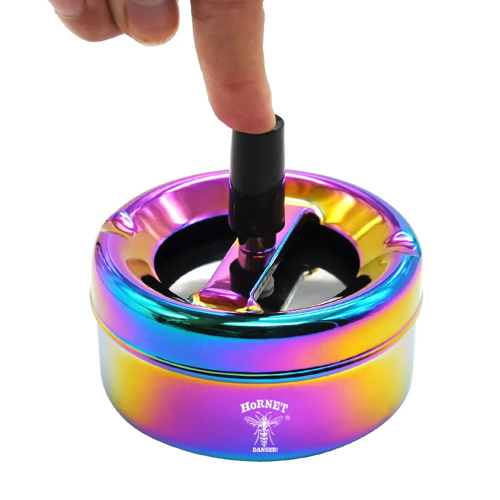 HORNET Радужная пепельница из нержавеющей стали 94 мм пресс роторный портативный