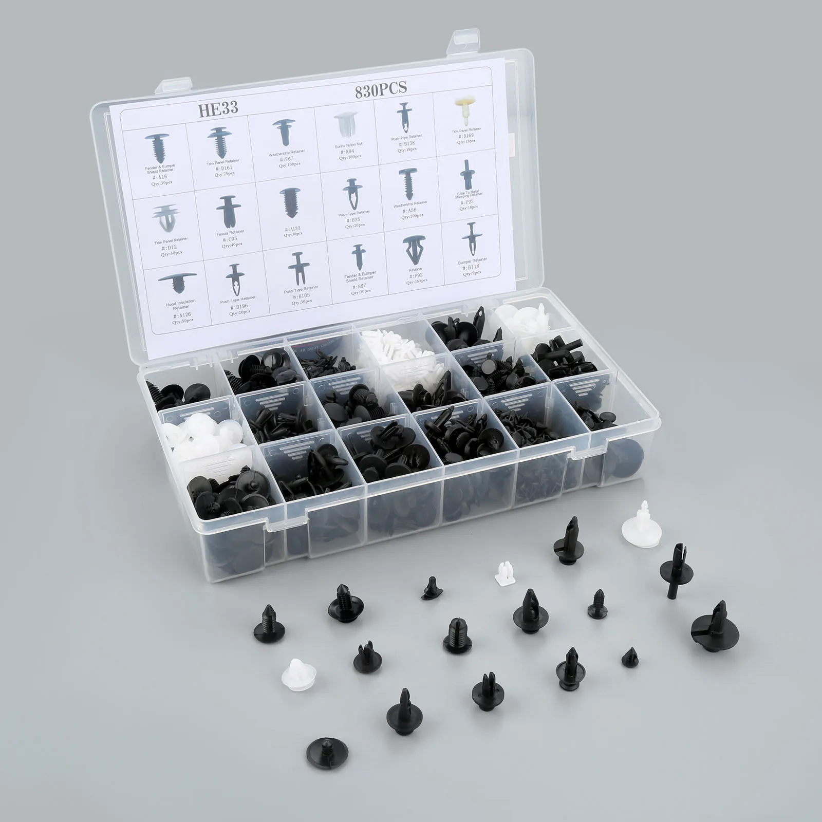830 шт. смешанный Автомобильный Крепеж Универсальный зажим для упаковки в коробке