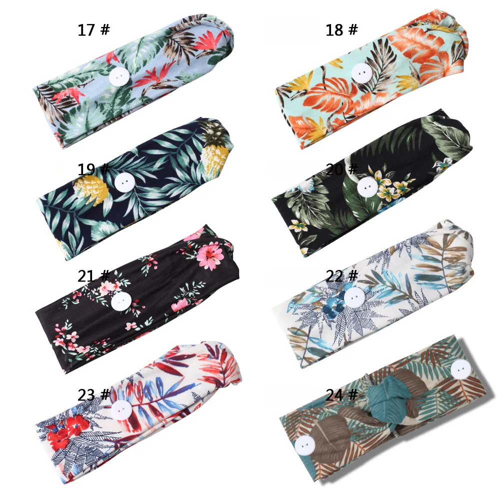

Button Headbands for Women Girls Face Mask Boho Floral Style Elastic Turban Headwrap Hair Bands Winter Headwear Hair Accessories
