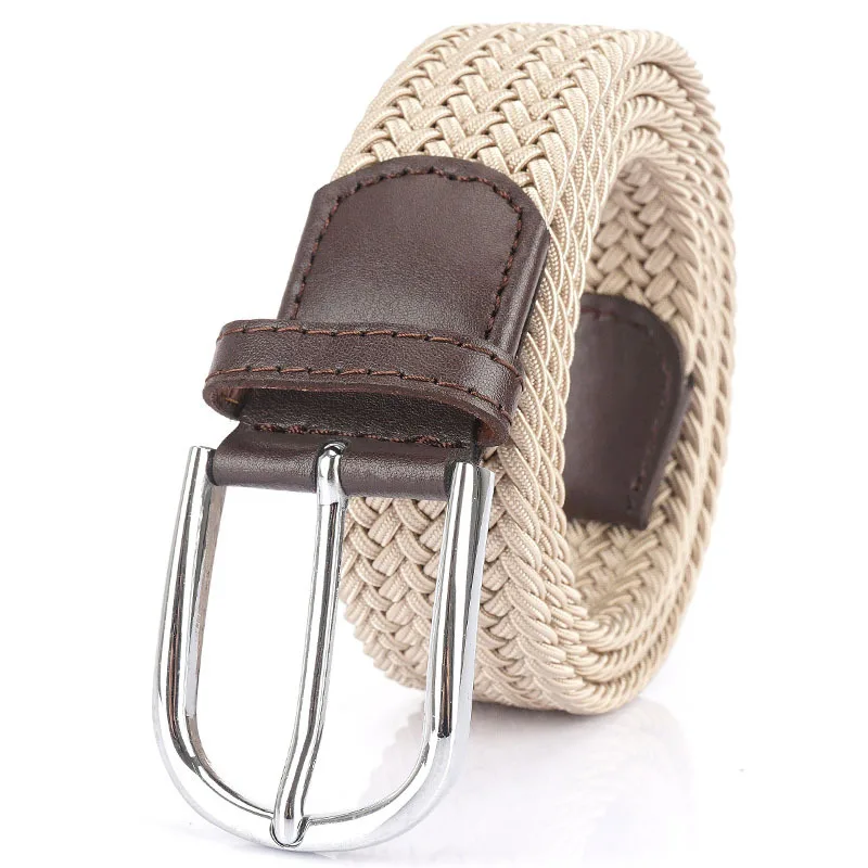 Мужской Плетеный тканевый ремень с металлической пряжкой эластичный пояс
