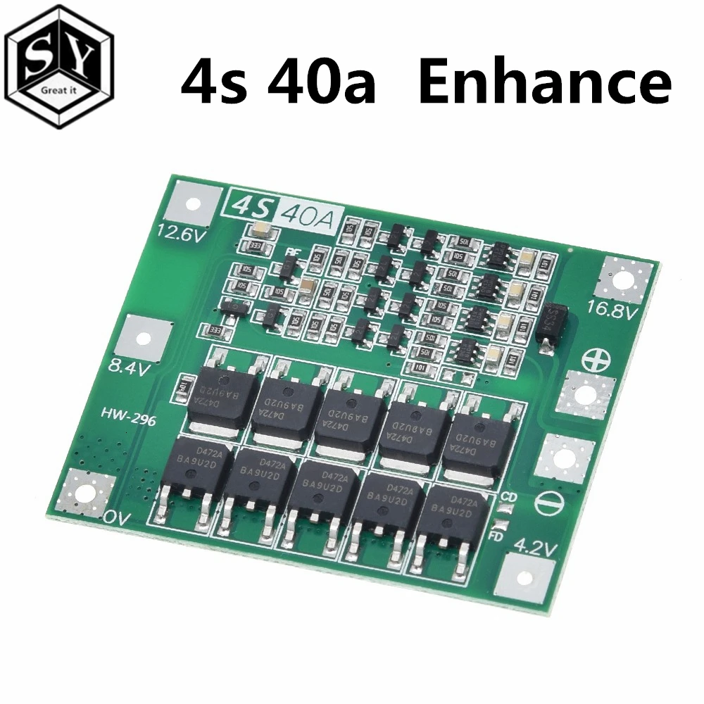 3 S/4S 40A 60A литий-ионный аккумулятор Защитная плата 18650 BMS для электродвигателя 11,1 V 12,6 V/14,8 V 16,8 V