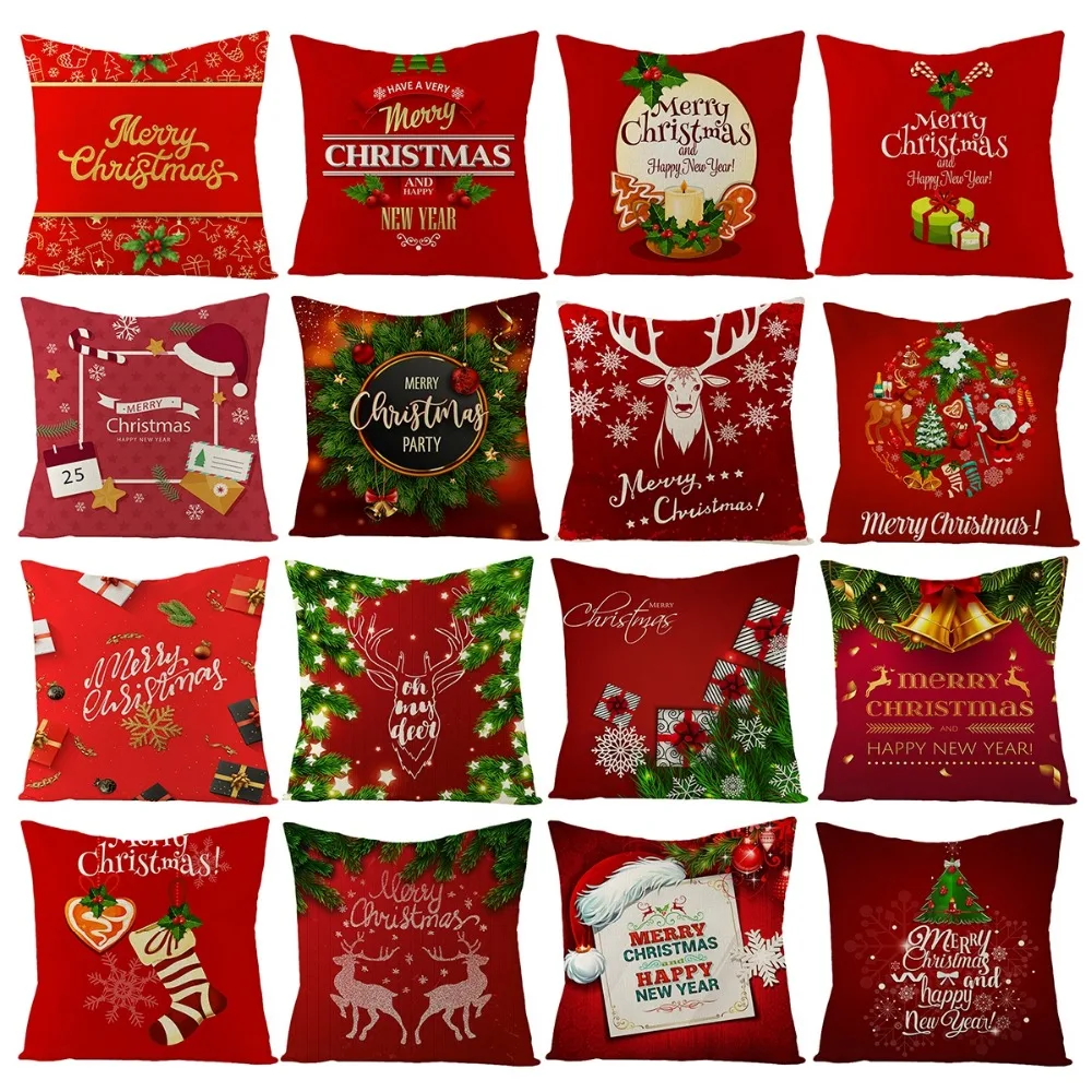 HUIRAN Merry Christmas красные декоративные наволочки Рождественский Чехол на подушку украшения для дома Noel Navidad новогодний декор
