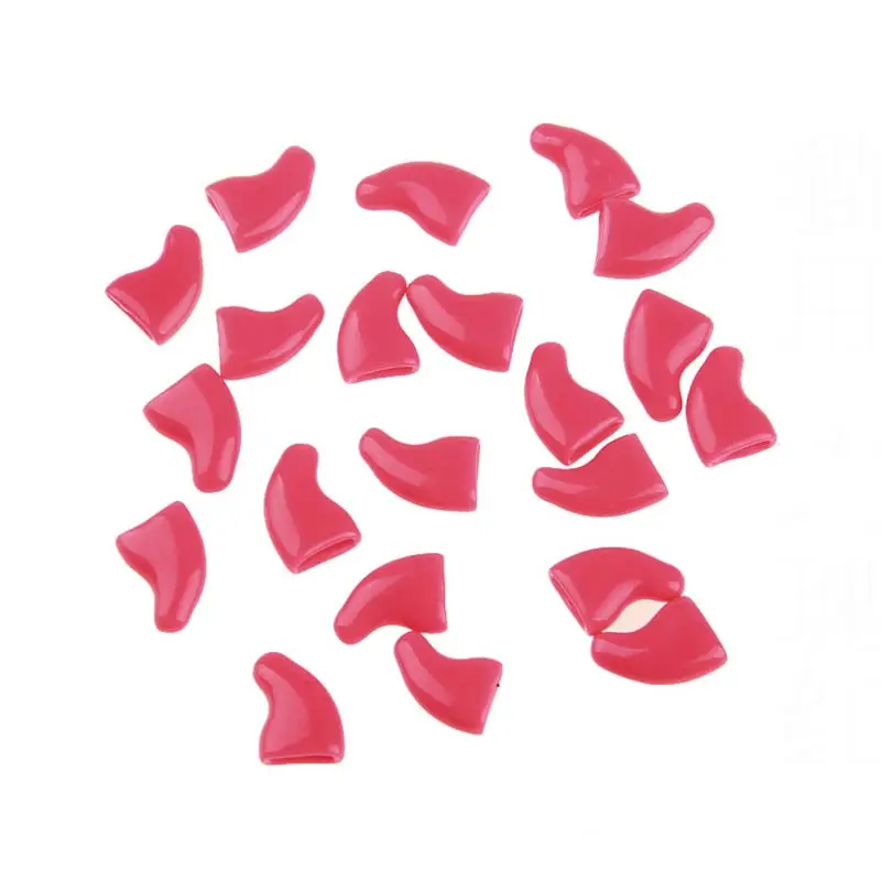 Rose red С клеем насадки на Когти для кошек высокого качества силиконовый ПЭТ-лак для ногтей накладные ногти для кошек мягкие 20 шт./компл. горячая Распродажа товары для кошек кошачья лапа - Цвет: Rose red
