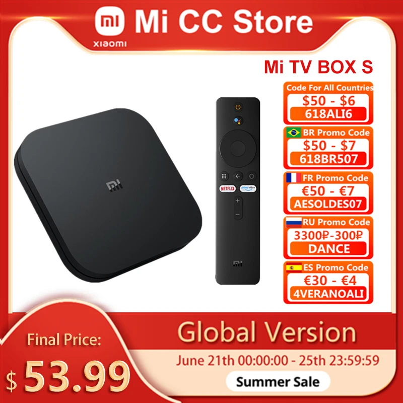 Глобальная версия Xiaomi Mi TV Box S приставка Android 9 0 4K со сверхвысоким разрешением Ultra HD
