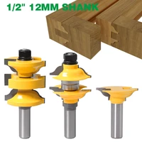 3pcsset 12 12mm shank milling cutter wood carving entry interior tenon door router bit set ogee matched rs router bits