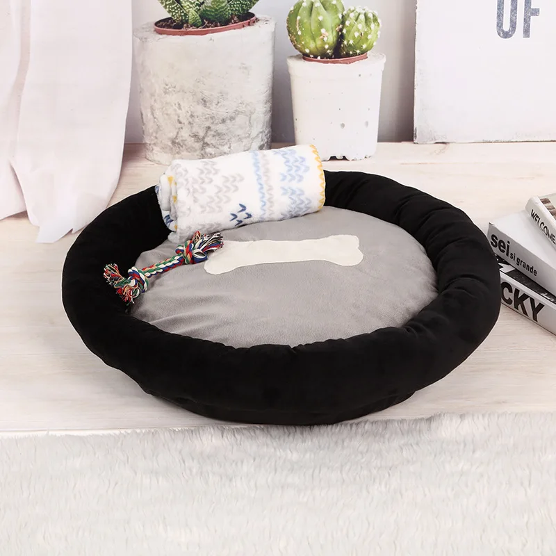 with blanket rope Кровати и коврики для домашних животных, круглая подушка для собак, кровать для маленьких средних собак, кошка, кроватка, гнездо, теплое одеяло для домашних животных, щенок, лежак, боди для чихуахуа, диван - Цвет: with blanket rope