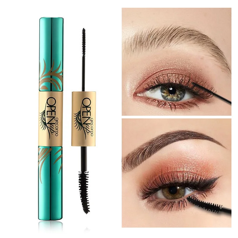 Двойная Тушь для ресниц две кисти 4D шелковое волокно тушь Водостойкая удлинение