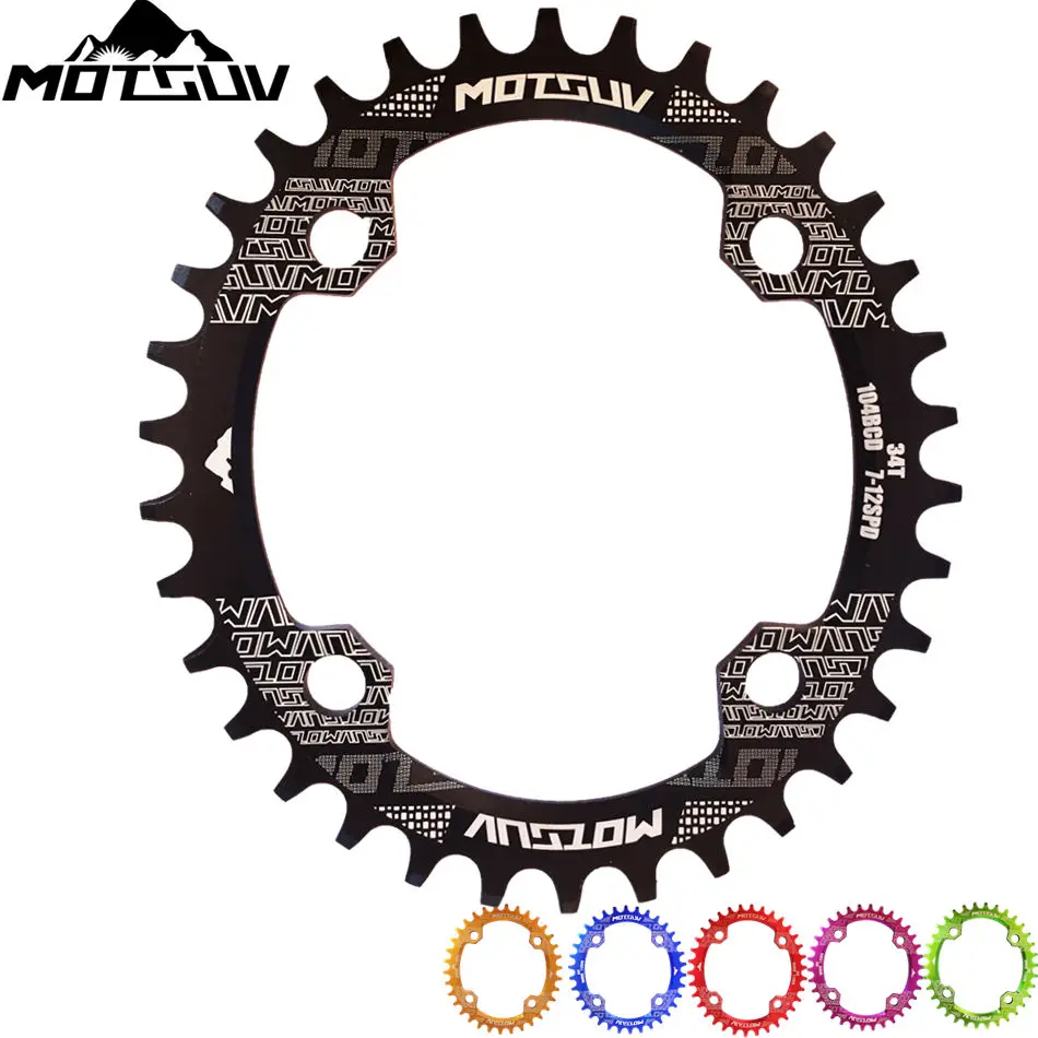 

MOTSUV Bicycle Crank 104BCD Oval 32T 34T 36T 38T Chainring Narrow Wide Ultralight MTB Bike Chainwheel Circle Crankset Plate