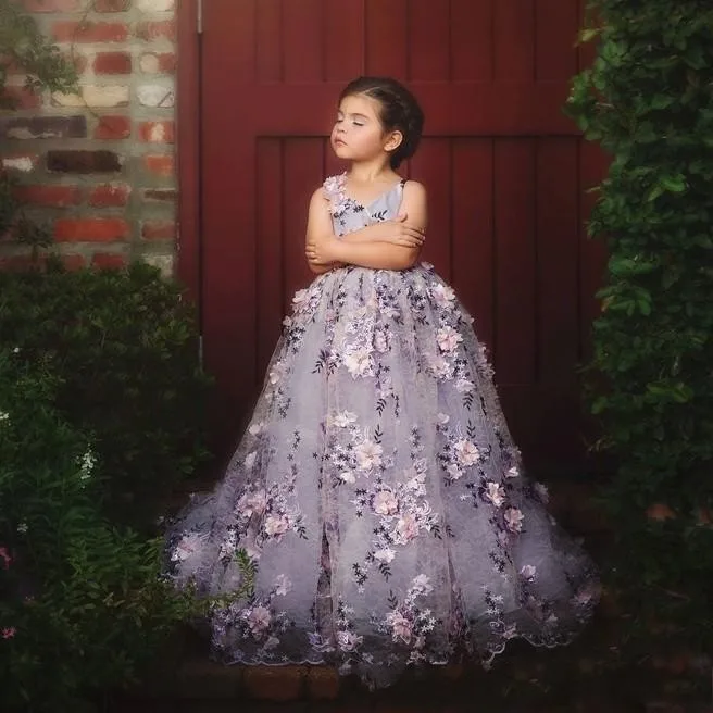 2020 красивые пышные платья лавандового цвета для девочек кружевное платье