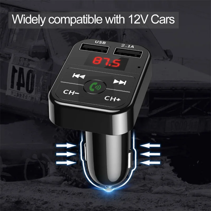 Bluetooth Wireless Car kit Handfree LCD FM Transmitter Dual USB Car Charger 2.1A MP3 Music TF Card U disk Music Player Adapter images - 6