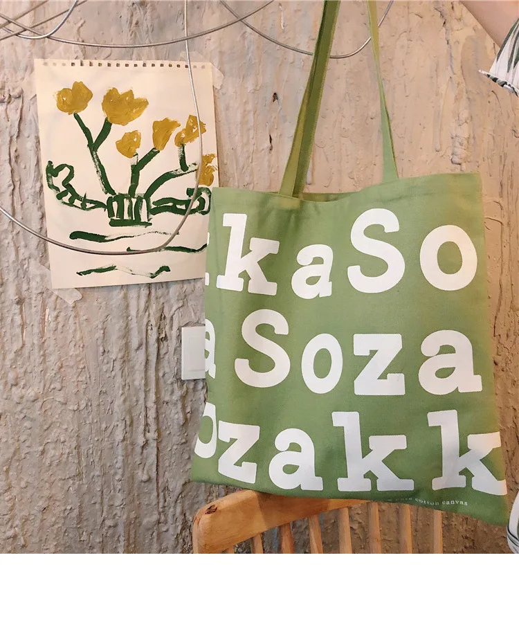 2019 Письмо Хлопок хозяйственные женские сумки Холщовая Сумка дорожная Женская