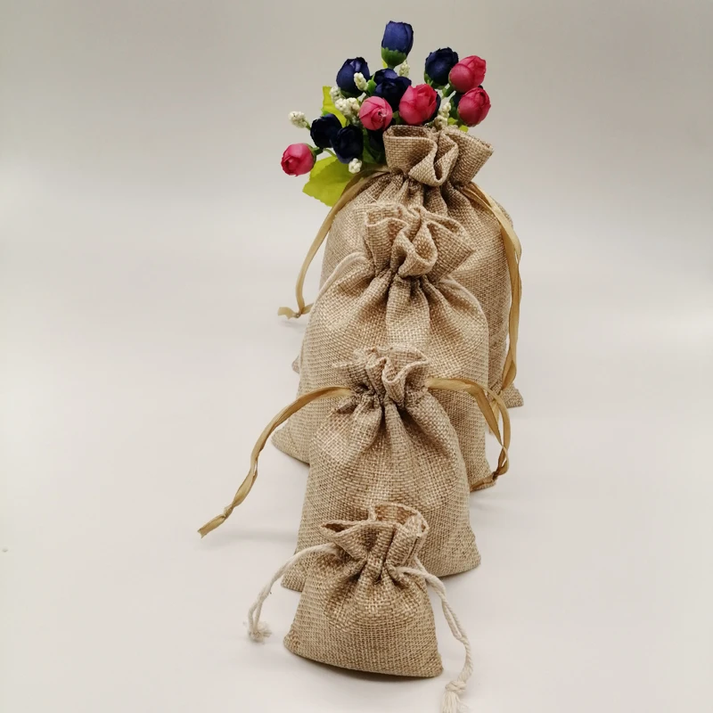 5pcs Fabric Jute Bags Gift Packaging Bag Gift Bag Drawstring Cotton Bag for Christmas Party Wedding Jewelry Pouches Diy Handmade (art.: 3a38ccf38bc) - 3a38ccf38bc