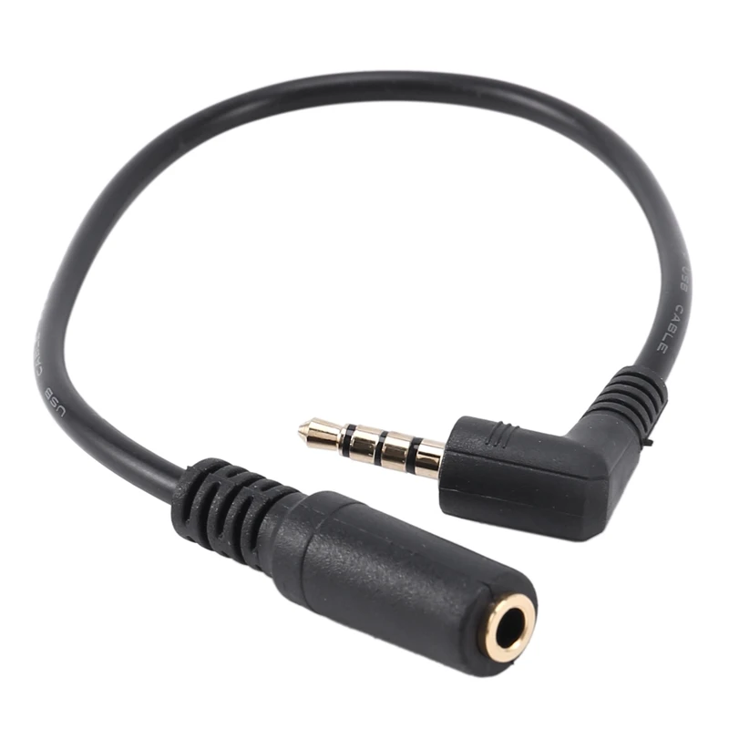 

90 degree right angled 3.5mm 4 poles Audio Stereo Male to Female Extension Cable 10cm