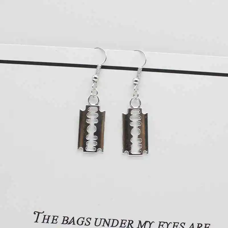 Модные Подвесные серьги в стиле панк с металлическим лезвием мужские бритвенные