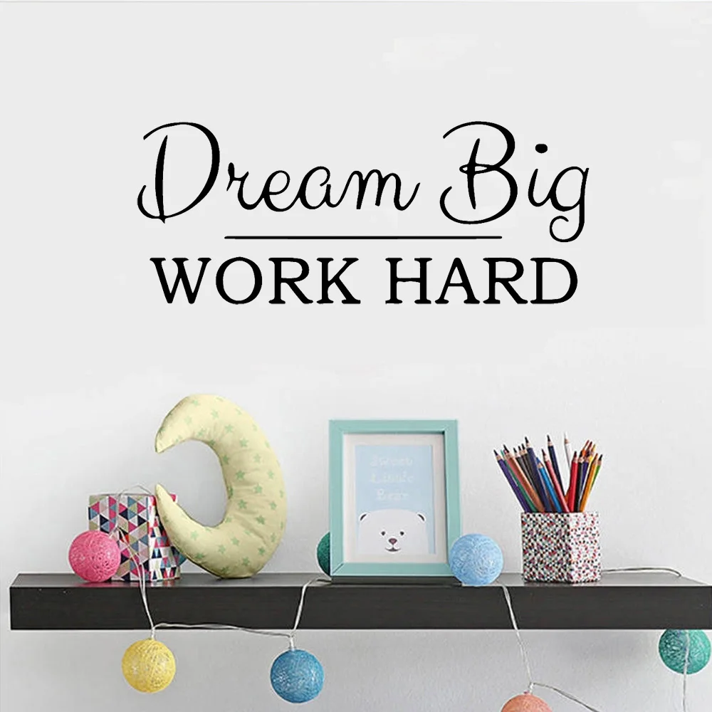

Creatives Wall Decals Deam Big Work Hard Inspirational Quote Office Living Room Home Decor Self-adhesive Vinyl Wall Sticker