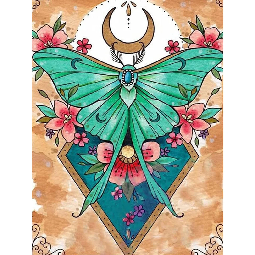 

Алмазная мозаика «бабочка» с розовыми цветами
