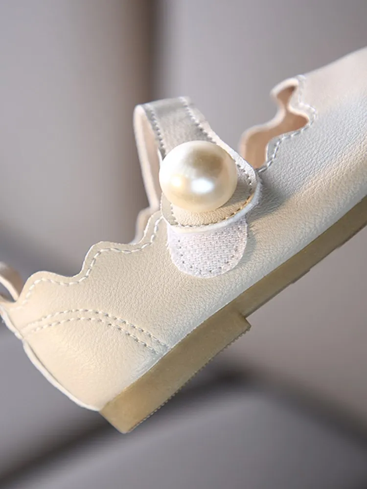 Spring Autumn Girls Princess Shoes Pearl Mary Janes Leather Kids Flats Baby Girl Single Toddlers White Black 1-6y |