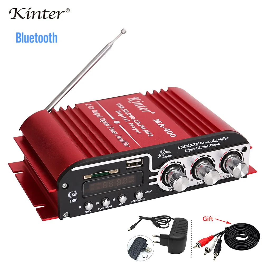 Цифровой Hi Fi Усилитель Kinter MA 400 2.0CH стереозвук 12 В поддержка USB SD AUX вход FM радио для