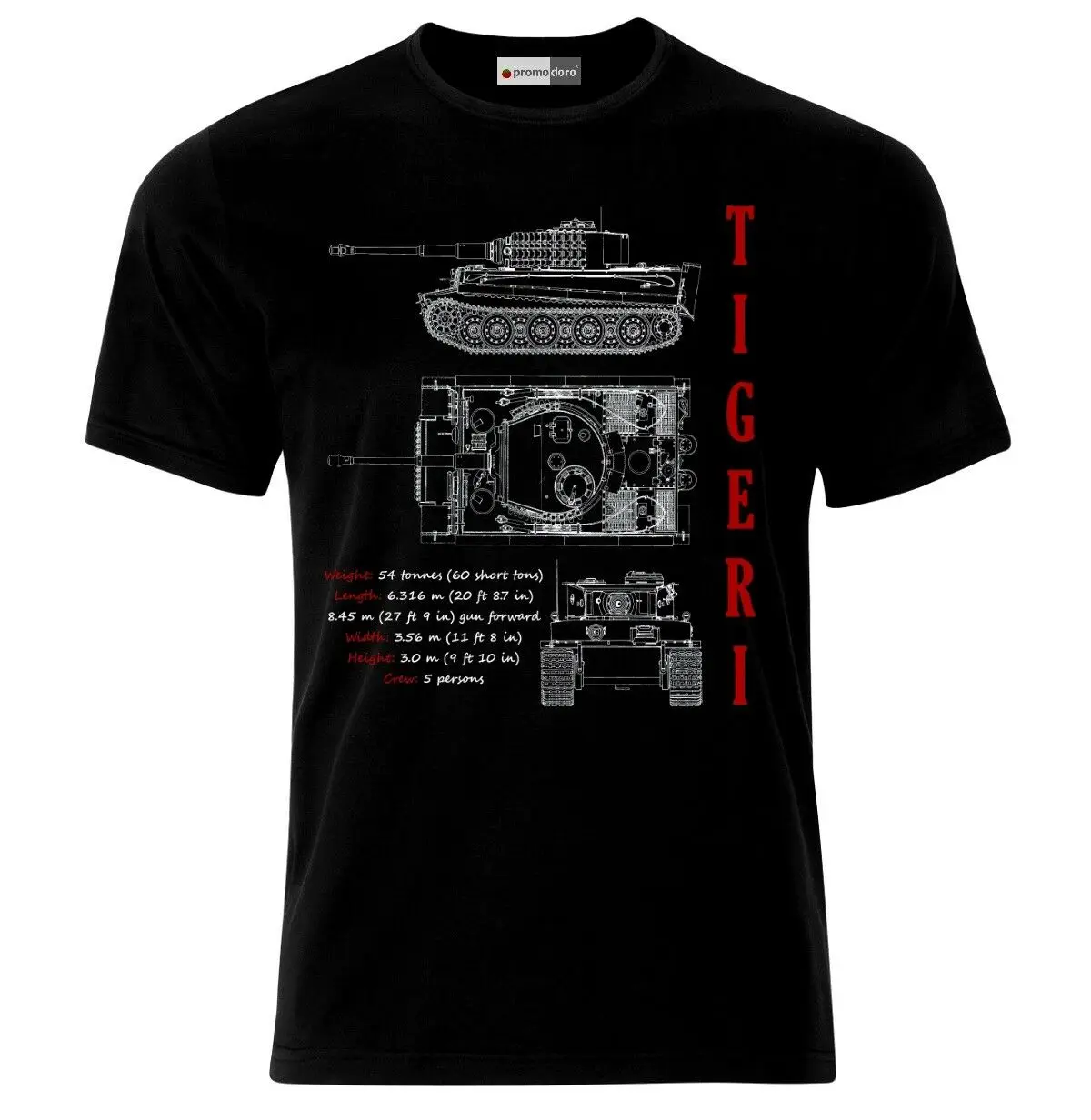 

Tiger 1 Tank Blueprint German Army Panzer WW2 Wehrmacht Men Funny T-Shirt Short Casual men clothing