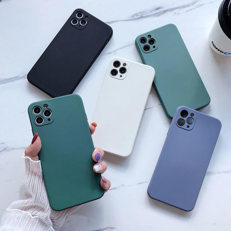 Оправа прямоугольной формы из жидкого силикона для IPhone 12 11 Pro Max XS iPhoneXR 7 8 Plus 6S